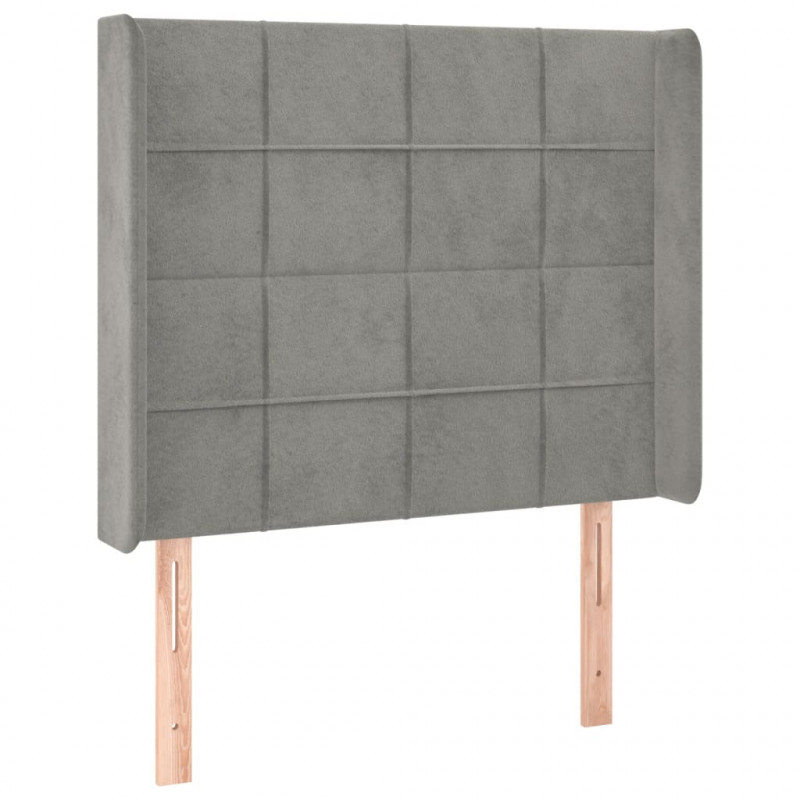 Łóżko kontynentalne z materacem i LED, szare 90x190 cm, aksamit