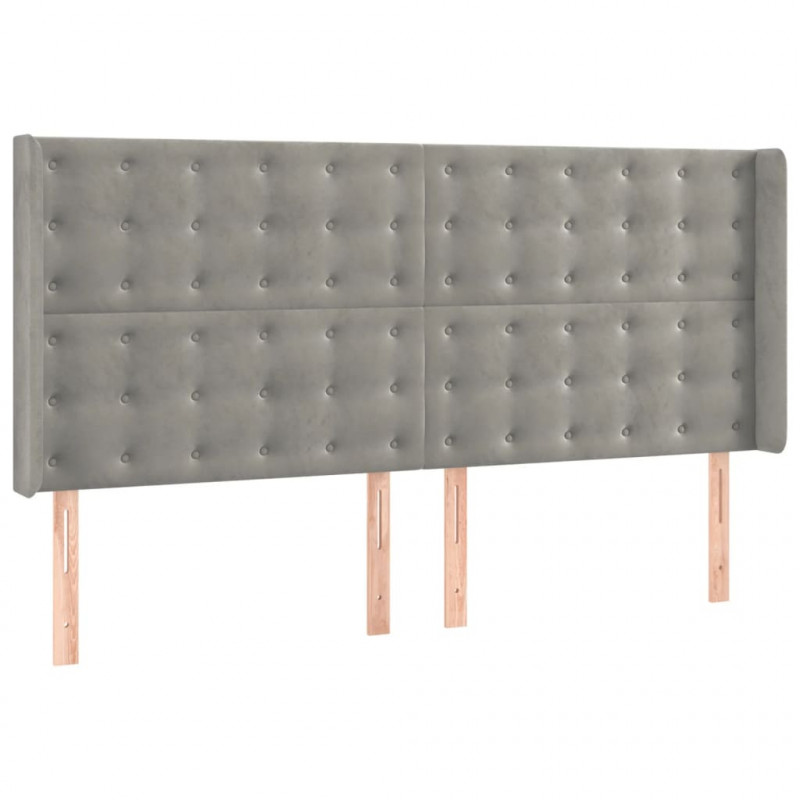 Łóżko kontynentalne z materacem i LED, szare 160x200cm, aksamit