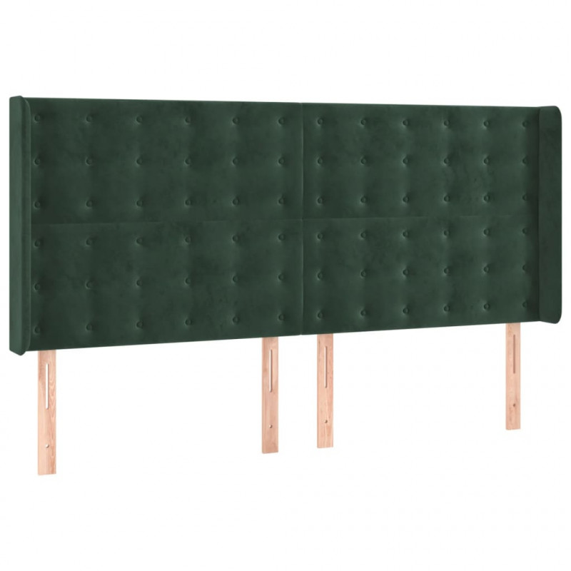 Łóżko kontynentalne z materacem i LED zielony aksamit 200x200cm