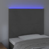Zagłówek do łóżka z LED, ciemnoszary, 90x5x118/128 cm, aksamit