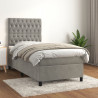Łóżko kontynentalne z materacem, jasnoszare, aksamit, 90x190 cm