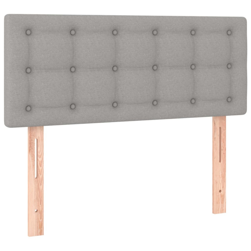 Łóżko kontynentalne z materacem, jasnoszare, tkanina, 90x200 cm