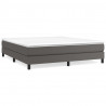 Łóżko kontynentalne z materacem, szare, ekoskóra 180x200 cm