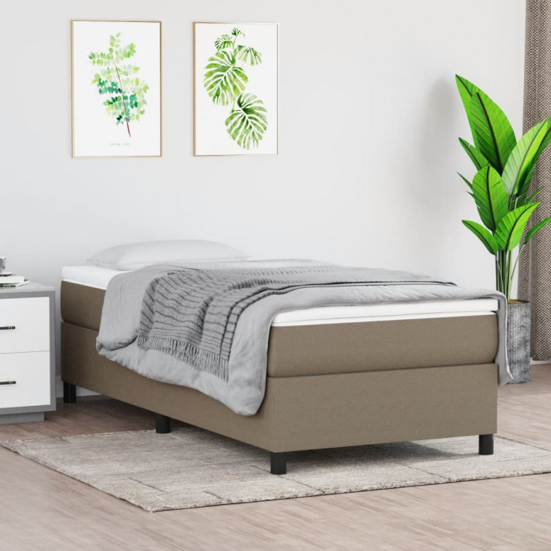 Łóżko kontynentalne z materacem, taupe, tkanina, 80x200 cm