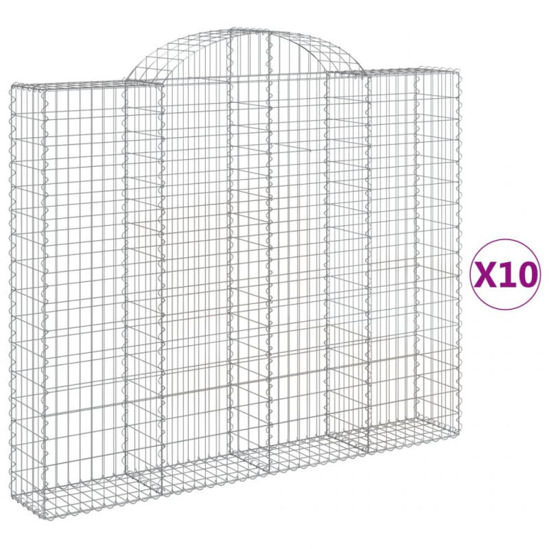 Kosze gabionowe, 10 szt, 200x30x160/180cm, galwanizowane żelazo