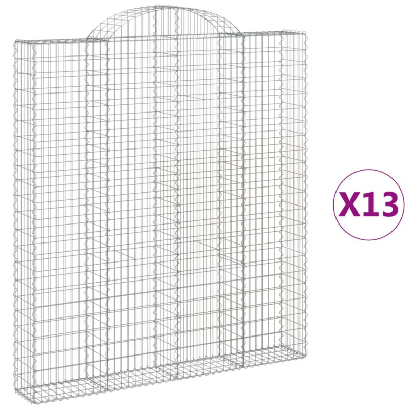 Kosze gabionowe, 13 szt, 200x30x220/240cm, galwanizowane żelazo