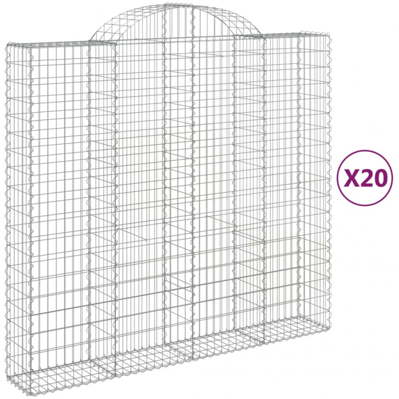 Kosze gabionowe, 20 szt, 200x50x180/200cm, galwanizowane żelazo