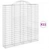 Kosze gabionowe, 11 szt, 200x30x200/220cm, galwanizowane żelazo