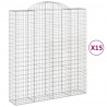 Kosze gabionowe, 15 szt, 200x50x220/240cm, galwanizowane żelazo