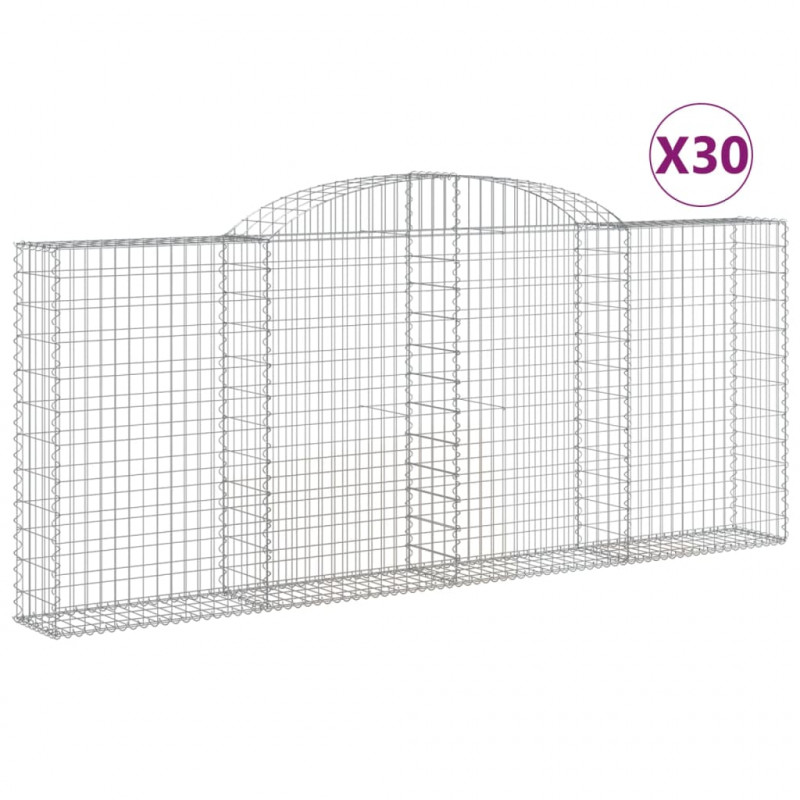 Kosze gabionowe, 30 szt, 300x30x120/140cm, galwanizowane żelazo