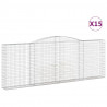 Kosze gabionowe, 15 szt, 400x30x140/160cm, galwanizowane żelazo