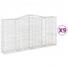 Kosze gabionowe, 9 szt, 400x50x200/220 cm, galwanizowane żelazo