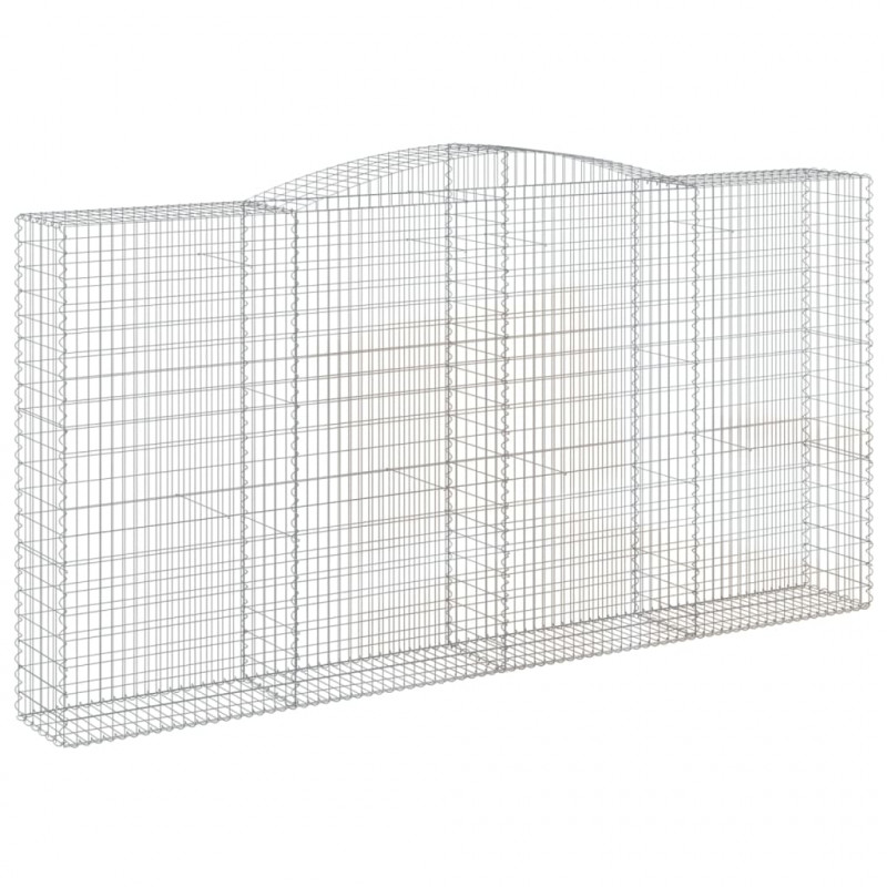 Kosze gabionowe, 9 szt, 400x50x200/220 cm, galwanizowane żelazo