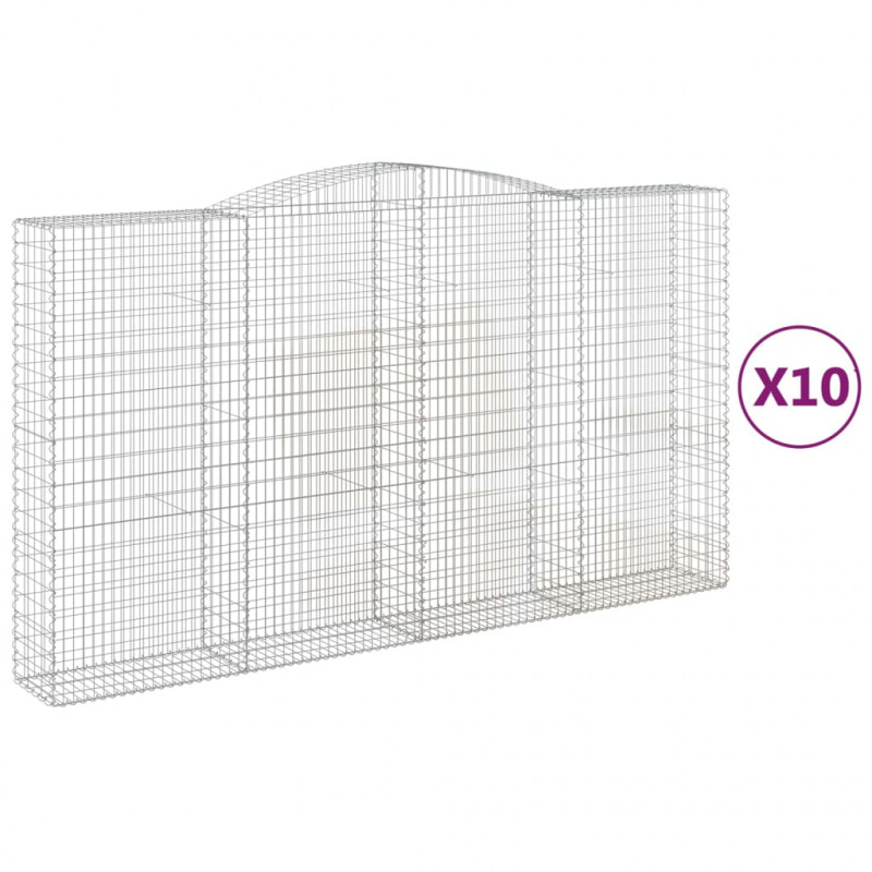Kosze gabionowe, 10 szt, 400x50x220/240cm, galwanizowane żelazo