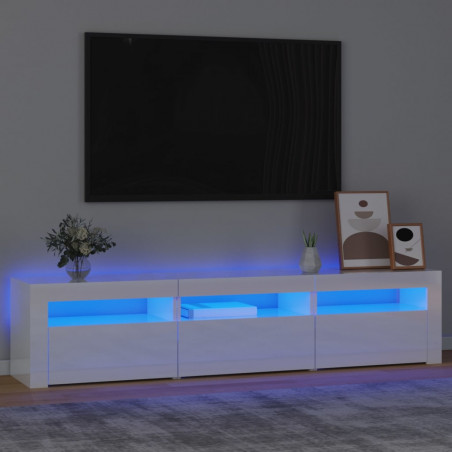 Szafka pod TV z oświetleniem LED, biała z połyskiem,180x35x40cm