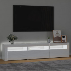 Szafka pod TV z oświetleniem LED, biała z połyskiem,180x35x40cm