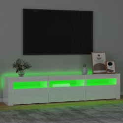 Szafka pod TV z oświetleniem LED, biała z połyskiem,180x35x40cm