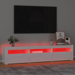 Szafka pod TV z oświetleniem LED, biała z połyskiem,180x35x40cm