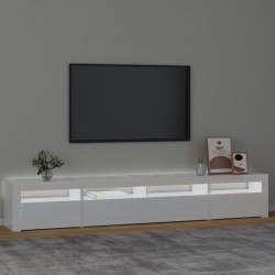 Szafka pod TV z oświetleniem LED, biała z połyskiem,240x35x40cm