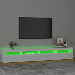 Szafka pod TV z oświetleniem LED, biała z połyskiem,240x35x40cm