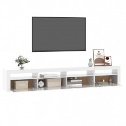 Szafka pod TV z oświetleniem LED, biała z połyskiem,240x35x40cm