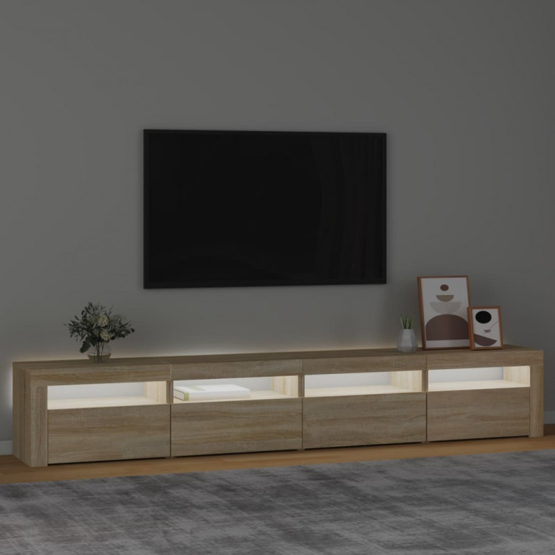 Szafka TV z oświetleniem LED, dąb sonoma, 240x35x40 cm