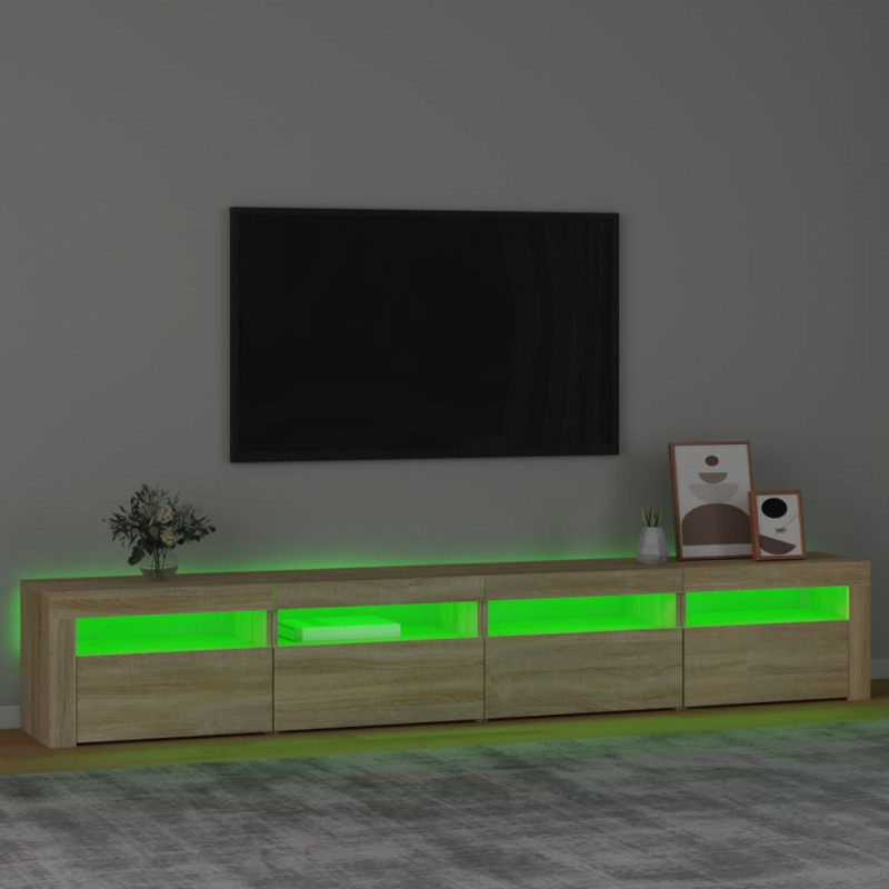 Szafka TV z oświetleniem LED, dąb sonoma, 240x35x40 cm
