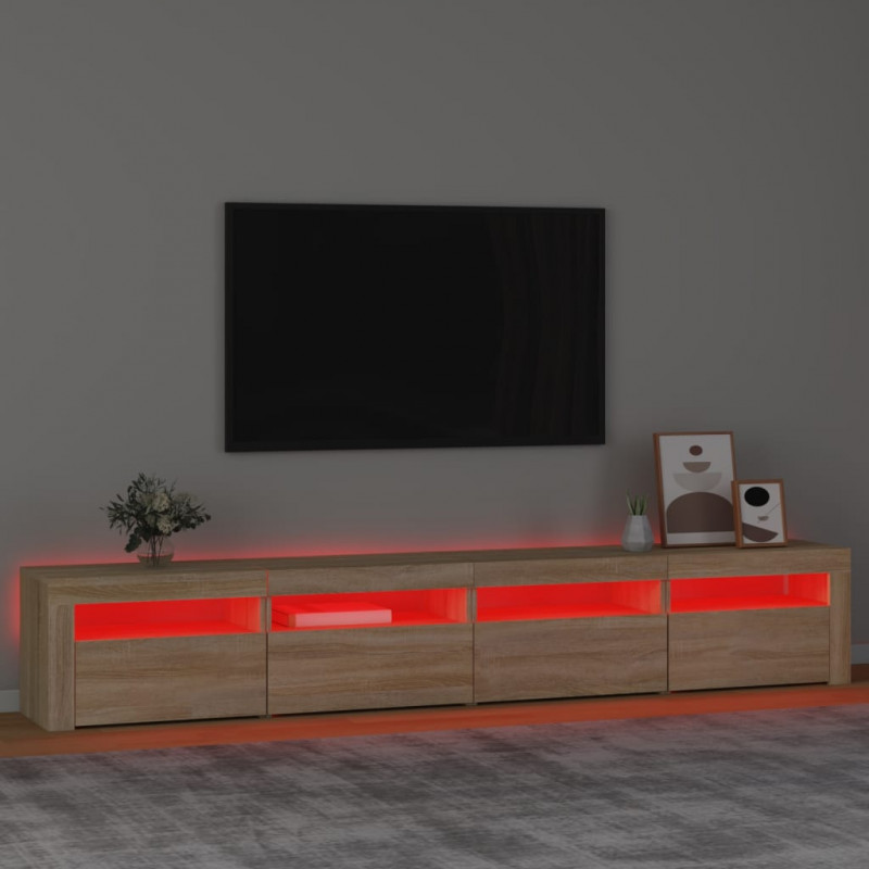 Szafka TV z oświetleniem LED, dąb sonoma, 240x35x40 cm
