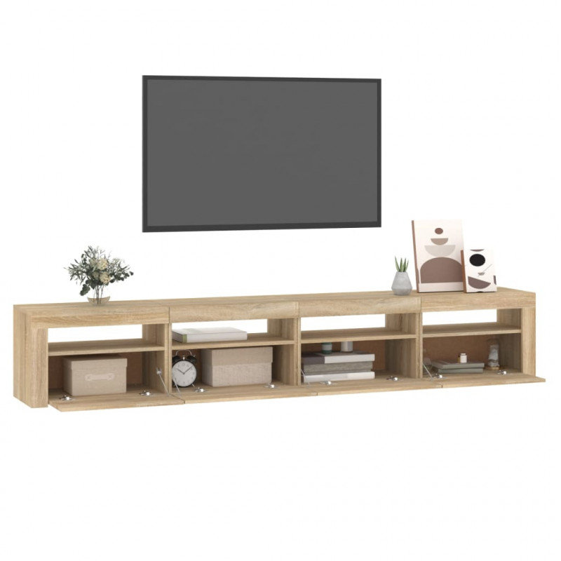 Szafka TV z oświetleniem LED, dąb sonoma, 240x35x40 cm