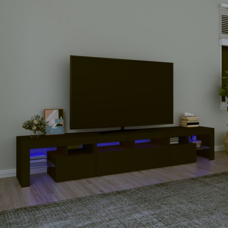 Szafka pod TV z oświetleniem LED, czarna, 230x36,5x40 cm
