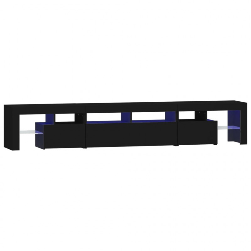 Szafka pod TV z oświetleniem LED, czarna, 230x36,5x40 cm