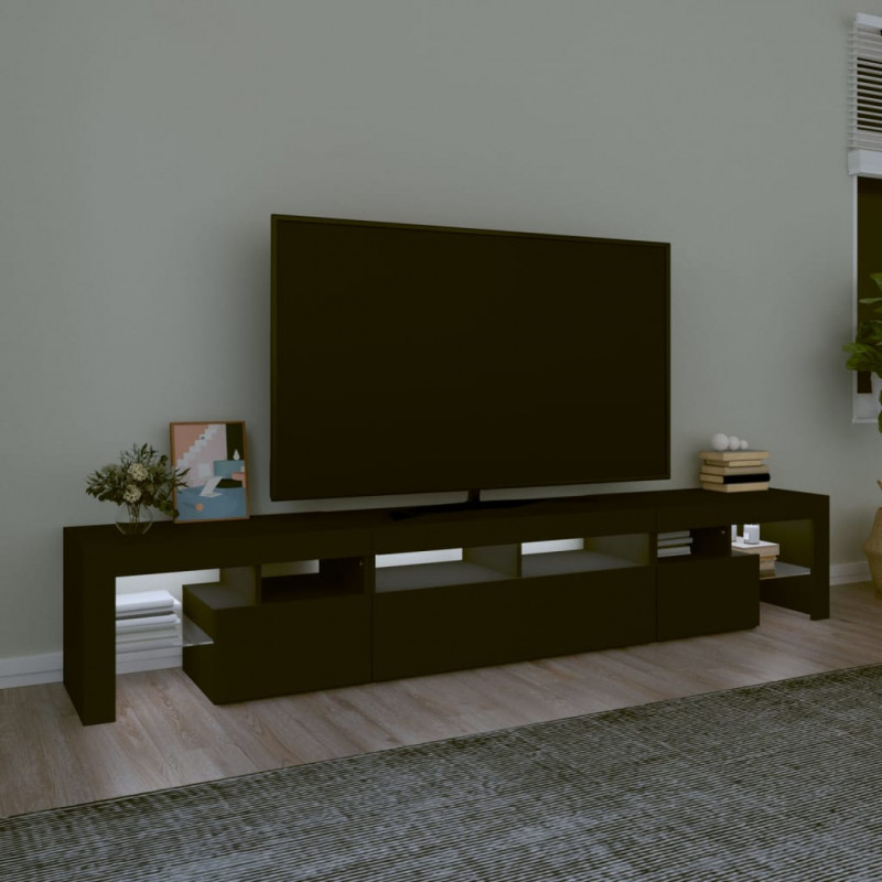 Szafka pod TV z oświetleniem LED, czarna, 230x36,5x40 cm