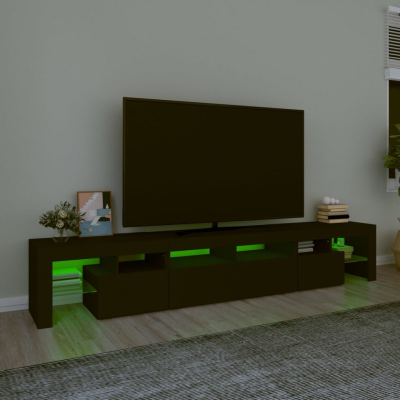 Szafka pod TV z oświetleniem LED, czarna, 230x36,5x40 cm