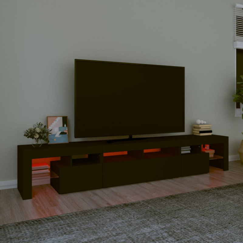Szafka pod TV z oświetleniem LED, czarna, 230x36,5x40 cm