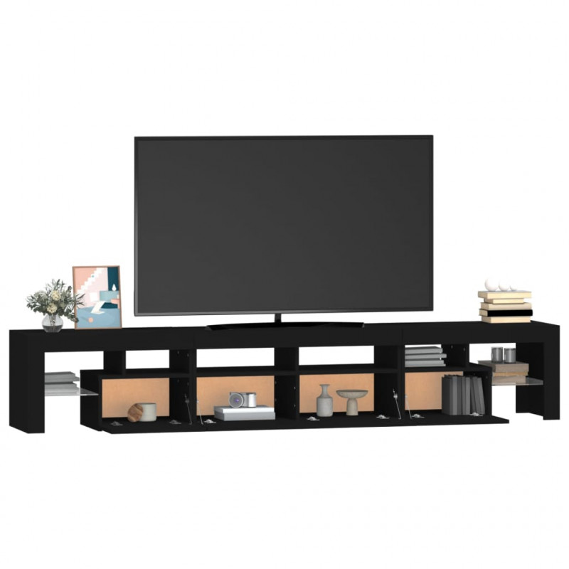 Szafka pod TV z oświetleniem LED, czarna, 230x36,5x40 cm