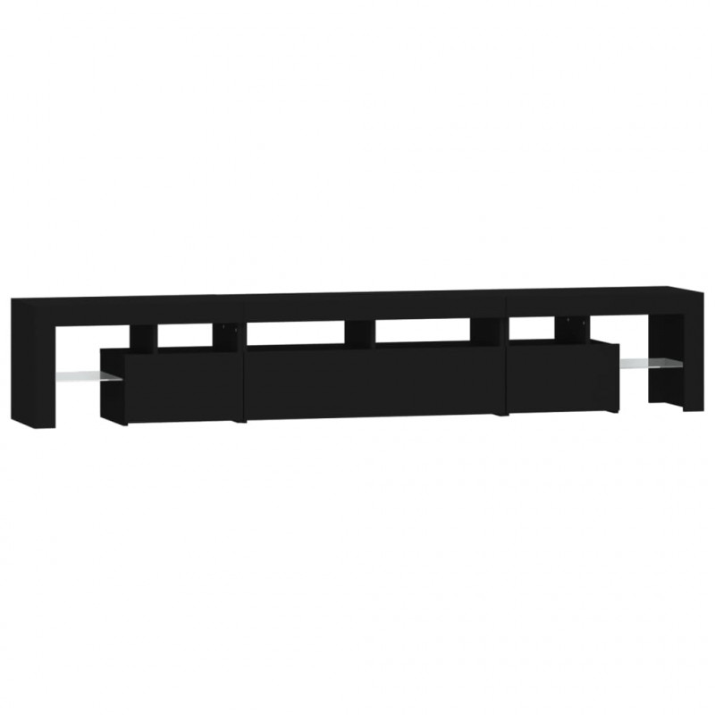 Szafka pod TV z oświetleniem LED, czarna, 230x36,5x40 cm