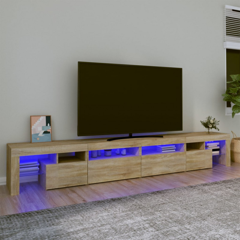 Szafka pod TV z oświetleniem LED, dąb sonoma, 260x36,5x40 cm