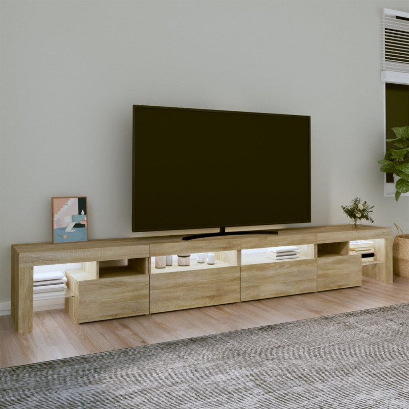 Szafka pod TV z oświetleniem LED, dąb sonoma, 260x36,5x40 cm