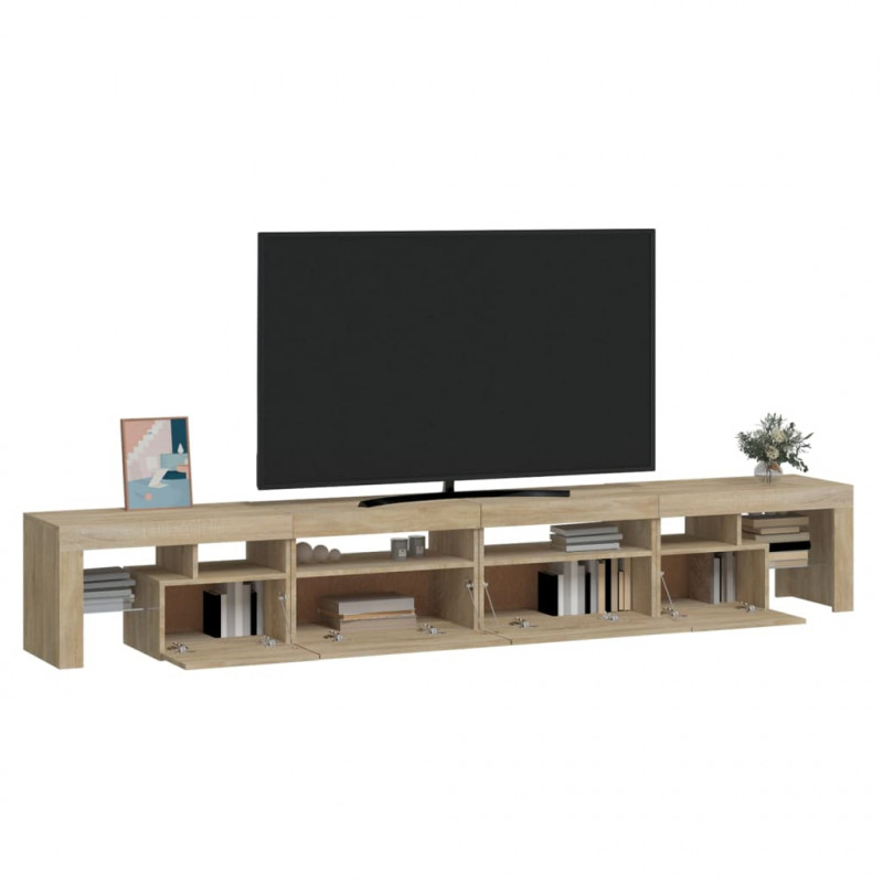 Szafka pod TV z oświetleniem LED, dąb sonoma, 260x36,5x40 cm