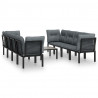 9-cz. zestaw wypoczynkowy do ogrodu, czarno-szary, rattan PE