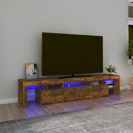 Szafka pod TV z LED, przydymiony dąb 200x36,5x40 cm