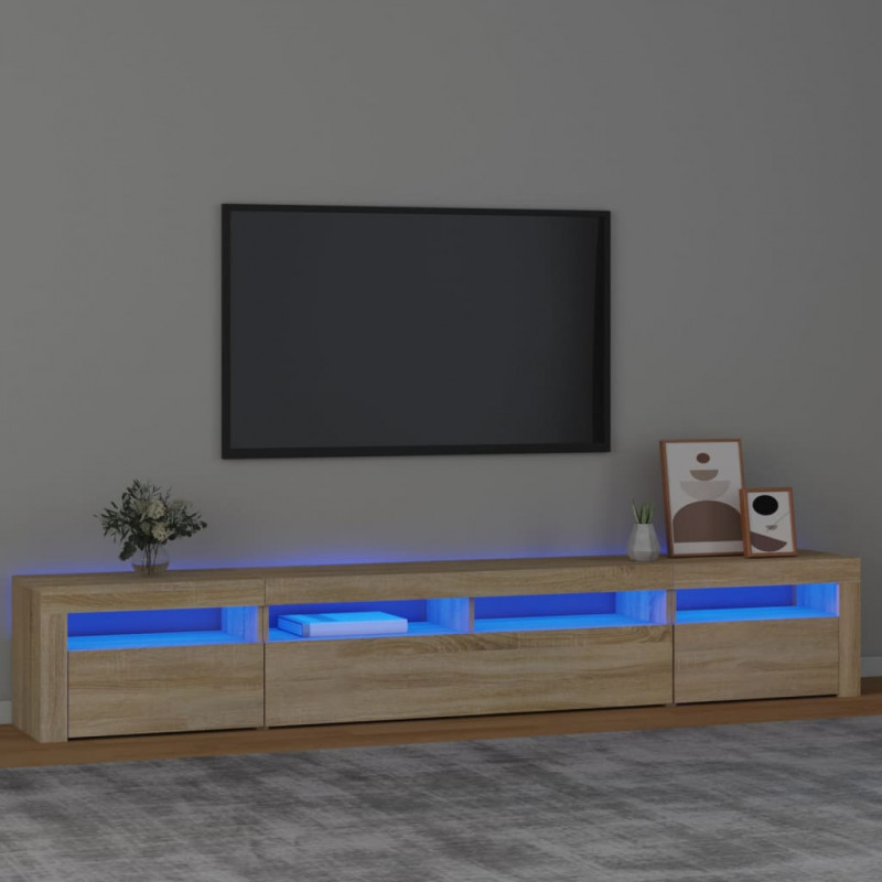 Szafka TV z oświetleniem LED, dąb sonoma, 240x35x40 cm