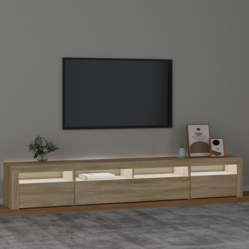 Szafka TV z oświetleniem LED, dąb sonoma, 240x35x40 cm