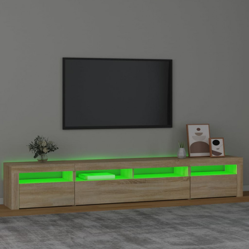 Szafka TV z oświetleniem LED, dąb sonoma, 240x35x40 cm
