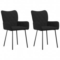 Krzesła stołowe, 2 szt., czarne, obite tkaniną
