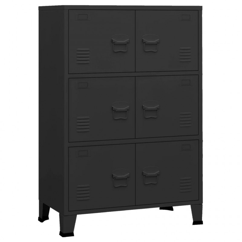 Industrialna szafka, czarna, 75x40x115 cm, metalowa