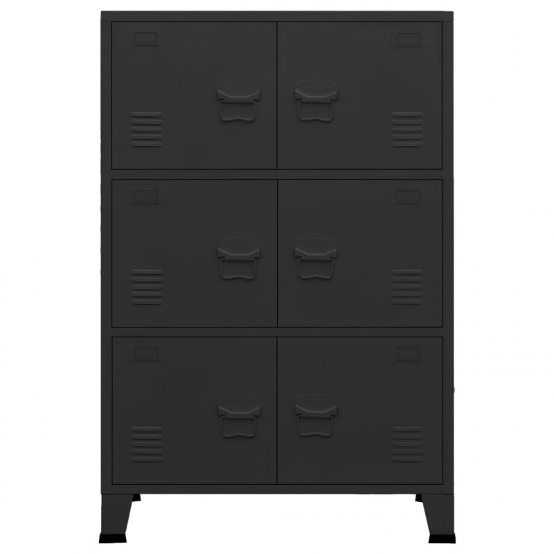 Industrialna szafka, czarna, 75x40x115 cm, metalowa