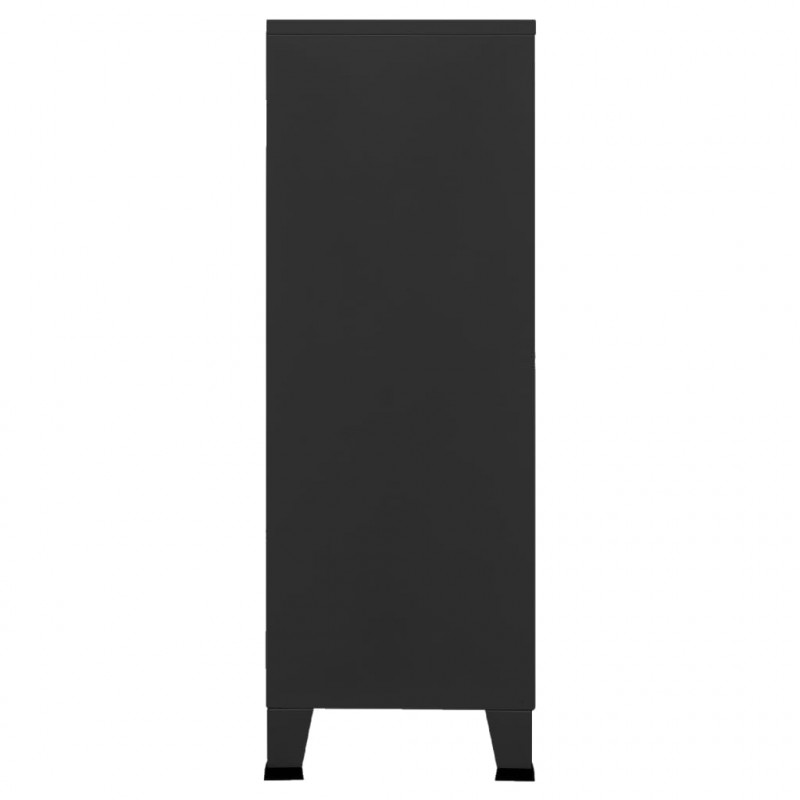 Industrialna szafka, czarna, 75x40x115 cm, metalowa