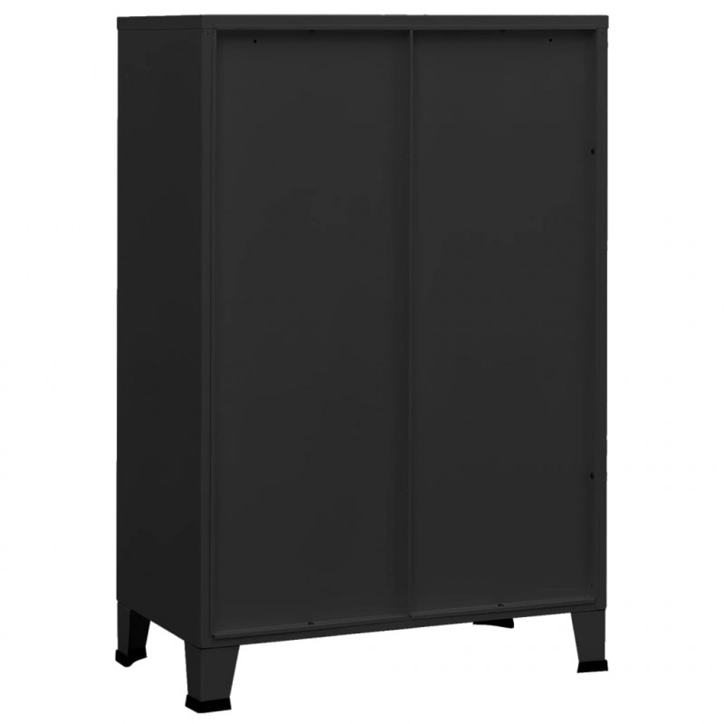 Industrialna szafka, czarna, 75x40x115 cm, metalowa
