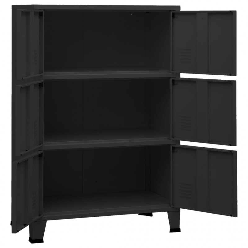 Industrialna szafka, czarna, 75x40x115 cm, metalowa